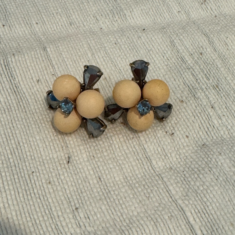 J. Crew Tan and Blue Geometric Earrings